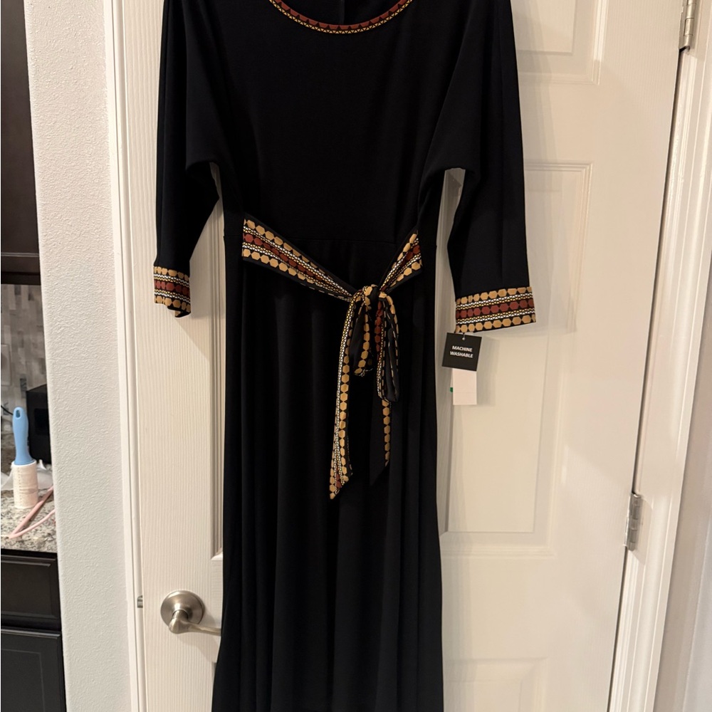 NWT Robbie Bee Black Dress with Multicolor Accents